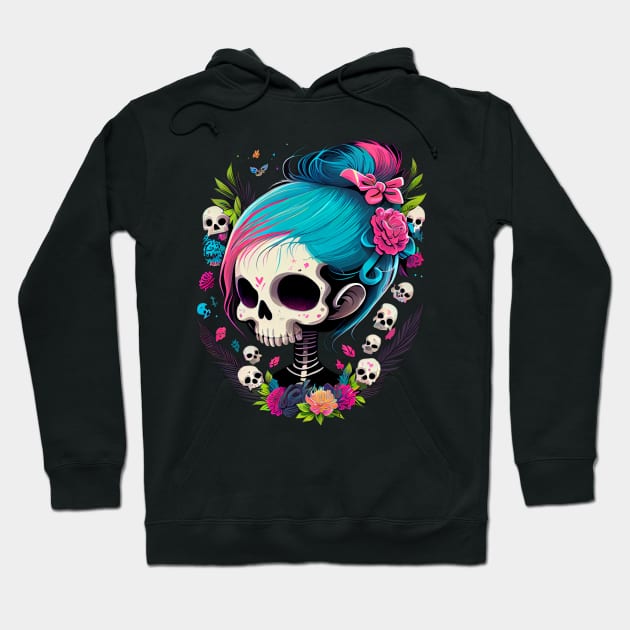 Sugar Skull Girl Hoodie by TechnoBubble